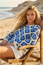 Blue Dusk Diamond Crochet Knit Top, Image 4 of 4