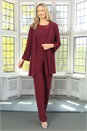 Wine Julianna Jersey Stretch Wide Leg Trouser, Image 4 of 5