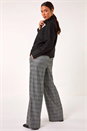 Grey Check Print Tie Waist Wide Leg Trouser, Image 1 of 5