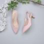Light Pink AJVANI Light Pink Mid Heel Slingback Pointed Toe Court Shoes, Image 4 of 6