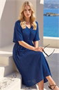 Navy  Petite Linen Look Tie Midi Dress, Image 2 of 4