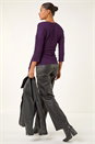Purple Textured Asymmetric Wrap Top, Image 3 of 5
