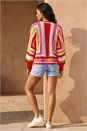 Orange Crochet Edge Knit Cardigan, Image 3 of 4