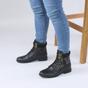 Black AJVANI Black Lace Up Knitted Collar Biker Military Boots, Image 5 of 6