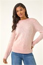 Light Pink Mosaic Print Fluffy Jumper, Image 5 of 7