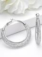Silver Textured Wide Hoop Earrings, Image 3 of 3