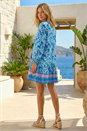 Blue Floral Print Border Smock Dress, Image 3 of 4