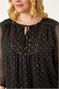Gold Curve Tie Neck Metallic Top, Image 5 of 7