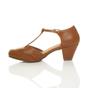 Tan Mid Heel Comfort T-Bar Brogue Heels, Image 3 of 6