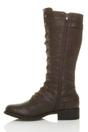 Brown AJVANI Brown Lace Up Calf Military Biker Boots, Image 3 of 6