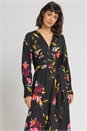 Black Floral Print Maxi Dress, Image 1 of 4