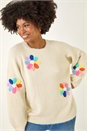 Ivory  Floral Rainbow Knit Jumper, Image 7 of 8