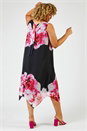 Pink Curve Floral Asymmetric Chiffon Dress, Image 2 of 5