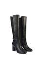 Black XY LONDON Black 'Olly' Knee High Boots With Block Mid Heel, Image 5 of 5