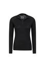 Black Merino Wool Zip Neck Thermal Top, Image 4 of 4