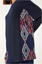 Midnight Blue Side Printed Stretch Tunic Top, Image 5 of 5