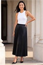 Black Faux Leather Pleated Skirt, Image 2 of 4