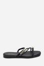 Black Zelina Strappy Metal Toe Loop Slide On Sandal, Image 2 of 6