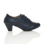 Navy Blue AJVANI Navy Blue Mid Heel Brogue Ankle Boots Shoe Boots, Image 2 of 6