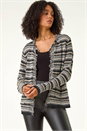 Black Linear Textured Cardigan, Image 4 of 5