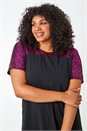 Fuchsia Curve Sequin Embellished Stretch Top, Image 5 of 7