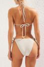 Beige Textured Triangle Bikini Set with Ring Detail and Tie Side Bottom, Image 4 of 4