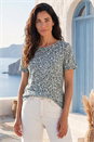 Khaki Classic Abstract Animal Top, Image 2 of 4