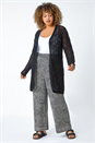 Black Curve Crochet Longline Cardigan, Image 1 of 5