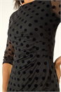 Black Polka Dot Ruched Stretch Dress, Image 5 of 5