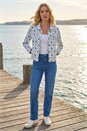 Ivory  Floral Print Bengaline Denim Jacket, Image 3 of 4