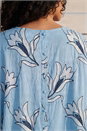 Light Blue  Floral Embroidered Buttoned Back Top, Image 4 of 4