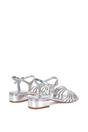 Silver 'Katie' Low Heel Open Toe Sandals With Ankle Strap, Image 4 of 5