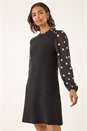 Black Polka Dot Frill Knitted Dress, Image 1 of 5