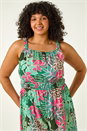 Green Curve Animal Floral Square Neck Midi Dress, Image 5 of 5