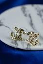 Gold The Colourful Aura Gold Zircon Arc C-Shaped Two-Set Geometric Stud Earrings, Image 3 of 4