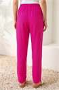 Pink Elastic Tie Waist Linen Blend Trouser, Image 3 of 4