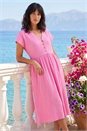 PINK Linen Look Button Midi Dress, Image 2 of 4
