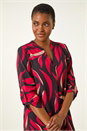 Red Abstract Cut Away Neck Top, Image 4 of 5