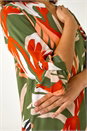 Khaki Abstract Print Pleat Detail Top, Image 5 of 5