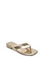 Gold XY LONDON Gold 'Rio' Thong Strap Slip On Flip Flop Square Toe Slide, Image 2 of 5