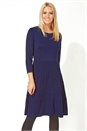 Navy Fit and Flare Knitted Dress, Image 1 of 5