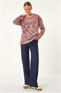 Wine Fluffy Knit Jumper, Image 2 of 5