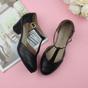 Black AJVANI Black Mid Heel Comfort T-Bar Brogue Heels, Image 4 of 6