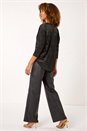 Black Foil Spot Print Velvet Top, Image 4 of 6