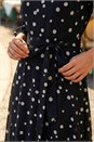 Black Polka Dot Pleat Neck Midi Dress, Image 5 of 5