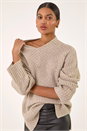 Beige Chunky V-Neck Knit Jumper , Image 4 of 5