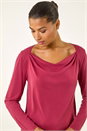 Burgundy Cowl Neck Premium Stretch Top, Image 4 of 5