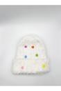 White Beanie with Multicolour Buttons, Image 2 of 4