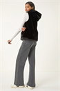 Black Hooded Faux Fur Gilet, Image 3 of 5
