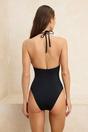 Black Halterneck Cut Out Swimsuit with Hardware Detail, Image 5 of 5